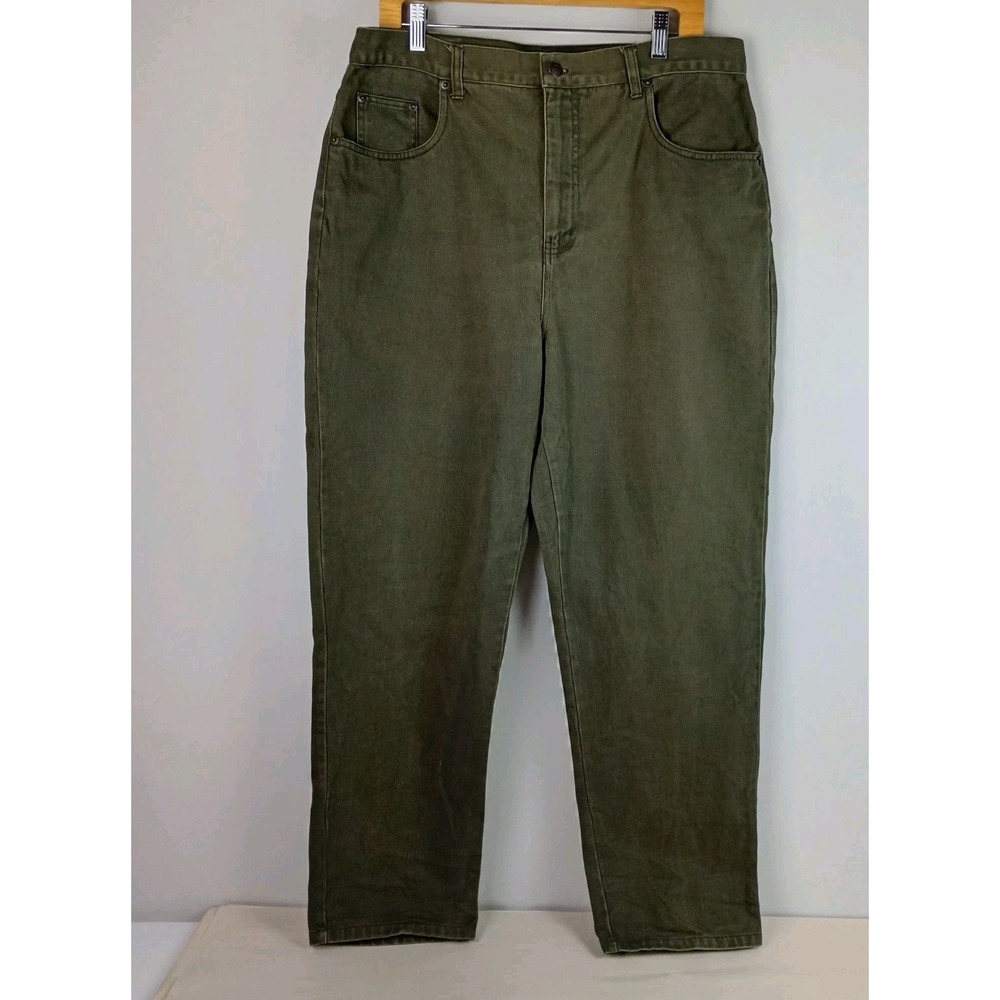VTG Bill Blass Jeanswear Womens 16 Forest Green Easy Fit Tapered Denim Pants